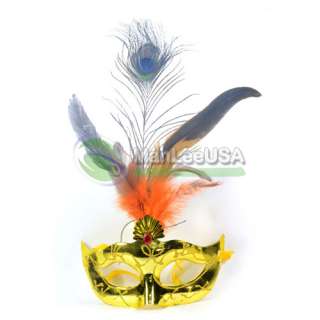 Yellow Feather flower venetian masquerade party mask