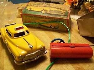   Vintage Buick Tin Toy Car Battery Op LINEMAR MARX TAXI CAB LIGHT&HORN
