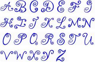Script Monogram initals alphabet embroidery design 1&2  
