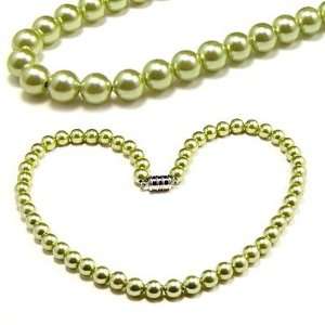    Magnetic Hematite Green Imitation Pearl Necklace 18 Jewelry