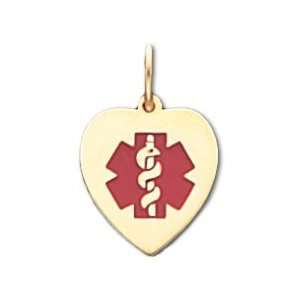  14k Yellow Gold Medical Alert ID Heart Pendant Jewelry