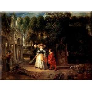 Rubens In His Garden With Helena Fourment 30x22 Streched Canvas Art by 