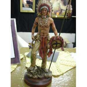  Indian Chief Standing With His Spear Statue