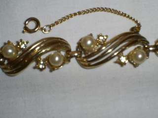 Vintage Coro Goldtone Plated Faux Pearl Bracelet  