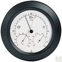 Weather Barometer Thermometer Hygrometer Round Black  