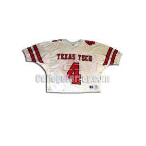  White No. 4 Game Used Texas Tech Russell Football Jersey 