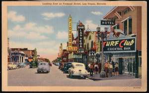 LAS VEGAS NV Fremont Street Stocker Family Hotel Turf Club Vtg Nevada 