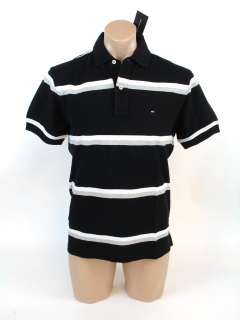   HILFIGER MENS CLASSIC FIT SHORT SLEEVE STRIPED POLO RUGBY SHIRT  