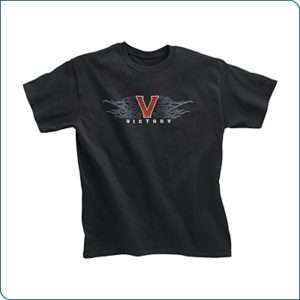 New Mens VICTORY Motorcycle Black FADED FLAME TEE  