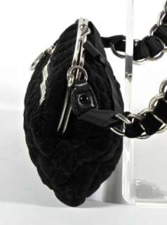 Marc Jacobs Black Velour Chain Ribbon Strap Evening Shoulder Bag Purse 