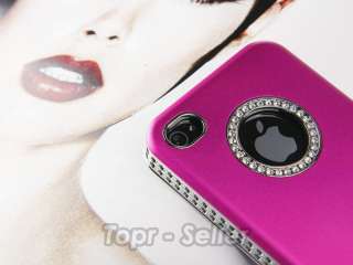 Hot Pink Luxury Bling Diamond Case Cover For iPhone 4 4S 4G + Free 