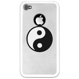  iPhone 4 or 4S Clear Case White Yin Yang Black and White 