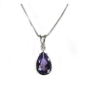   Amethyst Pear with Accent Necklace with Italian Box Chain Jewelry