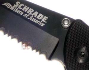 The Biker Knife features a 3 1/4 stainless steel drop point serrated 