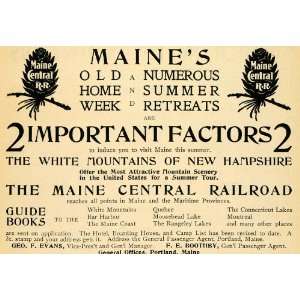  1900 Ad Maine Central Railroad White Mountains Summer 