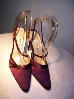 JIMMY CHOO Satin EGGPLANT Sling Back Heel Shoes Sz 36/6  