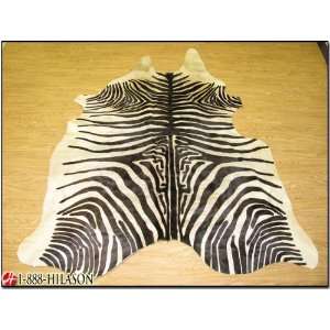  Hair On Leather Full Cowhide Zebra Print Rug Carpet Lrg 