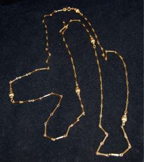 Monet 54 Gold Rectangular Link & Ball Chain Necklace  