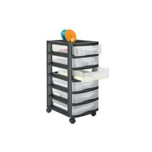551048 Part# 551048 Med Plastic Storage Cart 6Draw Blk Ea from Office 