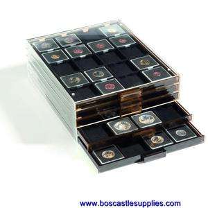 Lighthouse Coin Tray Box 20 2x2 Quadrum Capsules Black  
