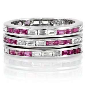  Lykkes Set of 3 Stackable Ruby CZ Bands   Final Sale 