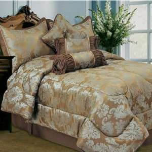  Luxury Home Jardin Embroidered Leaves 8 Piece Comforter 