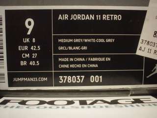 2010 Nike Air Jordan XI 11 Retro MEDIUM GREY WHITE COOL GREY PATENT 