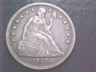 1849 Seated Liberty DollarBorderline AUXF+++/AU~  