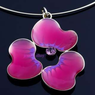 purple 3pcs flower pierced CZ bead pendant chaplet necklace to match 