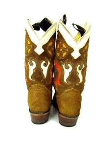 vintage womens brown JUSTIN cowboy western boots cutout suede buckaroo 