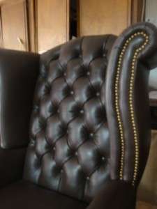 CHESTERFIELD WING BACK CHAIR 100% GENUINE LEATHER  