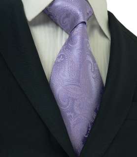 Landisun Purple Paisley Silk Tie Set Tie+Hanky+Cufflinks Collections 