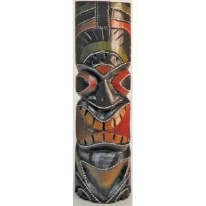   Hawaiian Hand Carved Tiki Black Painted Lono 20 inch