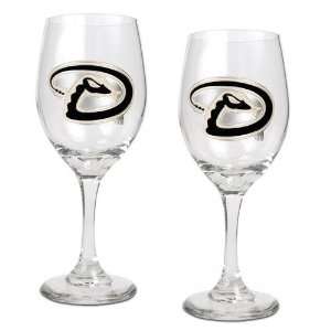   Diamondbacks MLB 2pc Wine Glass Set   Primary Logo