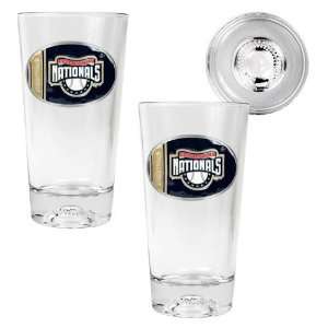   Pint Ale Glass Set with Baseball Bottom   Oval Logo