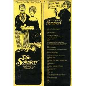   The Sobriety Sarsparilla Shoppe Menu Denver CO 1980 