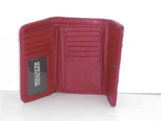 Kenneth Cole Red Studded Flap Leather Like Wallet  