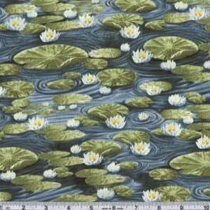  45 Wide Country Canines Lily Pads Aqua Fabric By The 