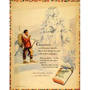  1932 Ad Liggett Myers Chesterfield Cigarette Snow Hunt 
