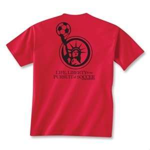  hidden Life, Liberty and Pursuit of Soccer T Shirt (Red 
