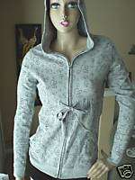 Guess Kylie Zip Front Hoodie Grey Multi Small NWT  