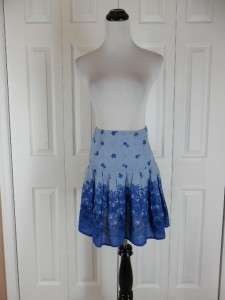Kimchi Blue ANTHROPOLOGIE Size 2 Short Full Skirt Blue Tie Dye Cotton 