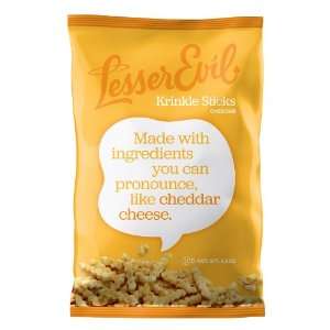 LesserEvil Krinkle Sticks, Cheddar, 4.5 oz Bags (Pack of 12)  