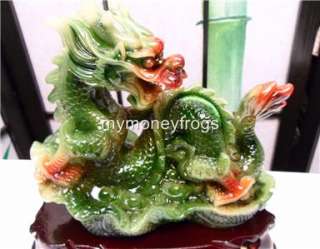  Jade Chinese Oriental Feng Shui LUCKY Dragon Statue Figure #KkL  