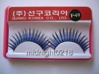 Korea 3 pairs black mix blue false eyelashes F 40  