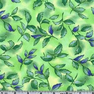  45 Wide Kimikos Watercolors Petal Green Fabric By The 