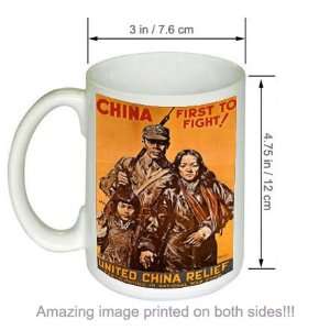  United China Relief WWii USA Military Vintage COFFEE MUG 