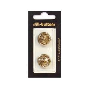  Dill Buttons 18mm Shank Antique Gold Metal 2 pc (6 Pack 