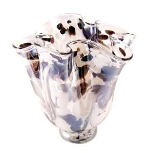  Jozefina 13 inch Polish Glass Vase, Black and White