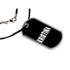  Kristina   Name Military Dog Tag Black Satin Cord Necklace 